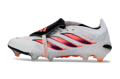 Unisex Adidas Predator 26 Elite Fold-Over Tongue FG Football Boots - White/Electric Orange/Dark Purple