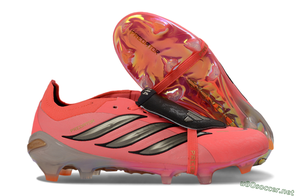 Unisex Adidas Predator 26 Elite Fold-Over Tongue FG Football Boots - Pink/Electric Pink/Black 2