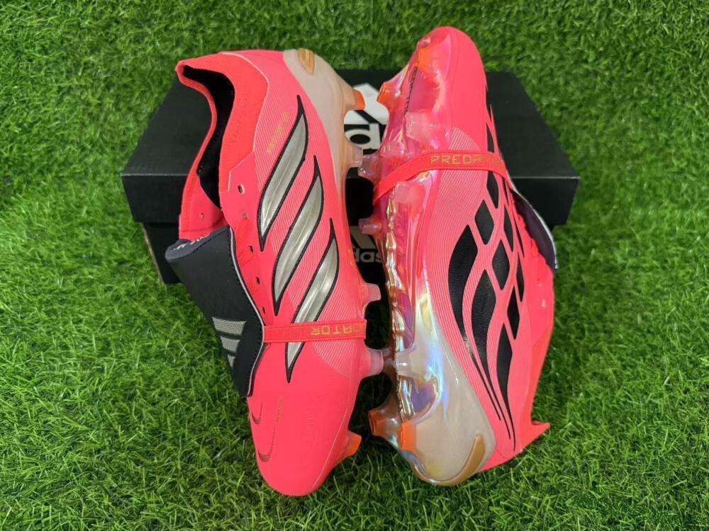Unisex Adidas Predator 26 Elite Fold-Over Tongue FG Football Boots - Pink/Electric Pink/Black