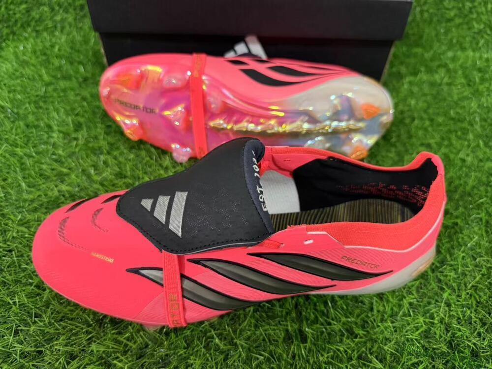 Unisex Adidas Predator 26 Elite Fold-Over Tongue FG Football Boots - Pink/Electric Pink/Black