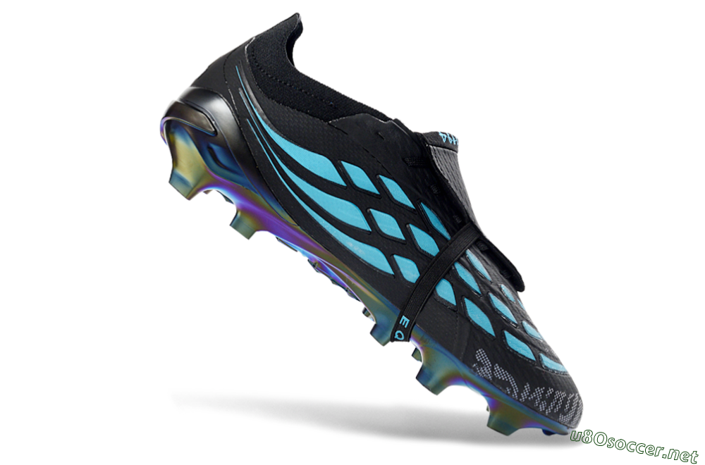 Unisex Adidas Predator 26 Elite Fold-Over Tongue FG Football Boots - Black/Electric Blue/Iridescent Green 4