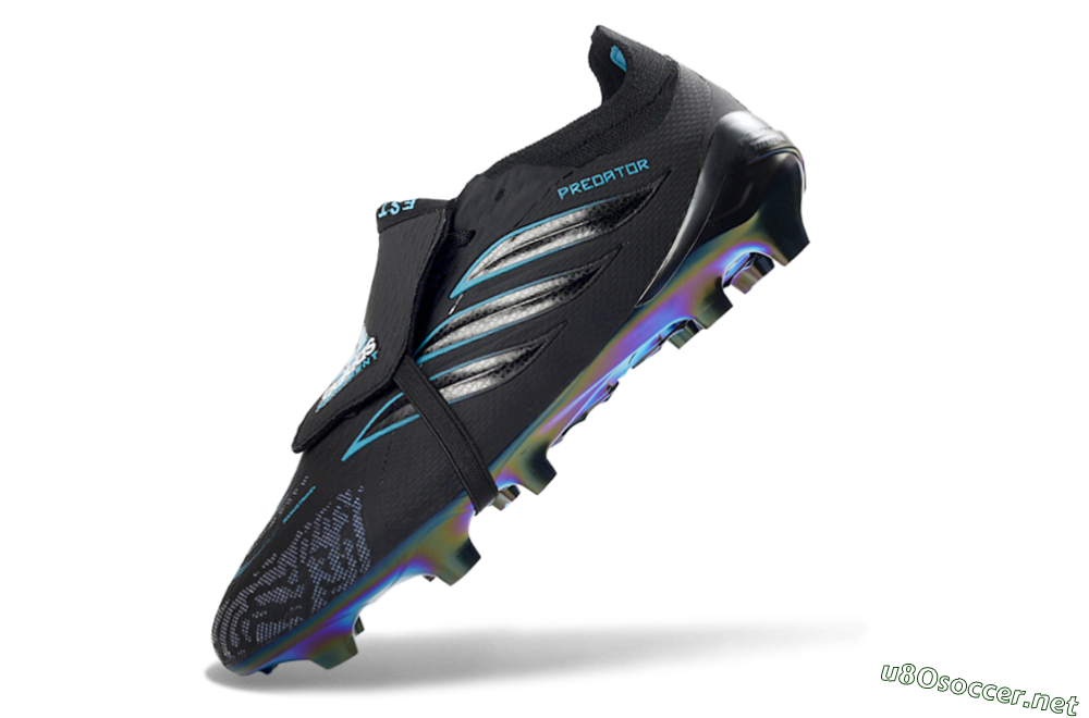 Unisex Adidas Predator 26 Elite Fold-Over Tongue FG Football Boots - Black/Electric Blue/Iridescent Green 5