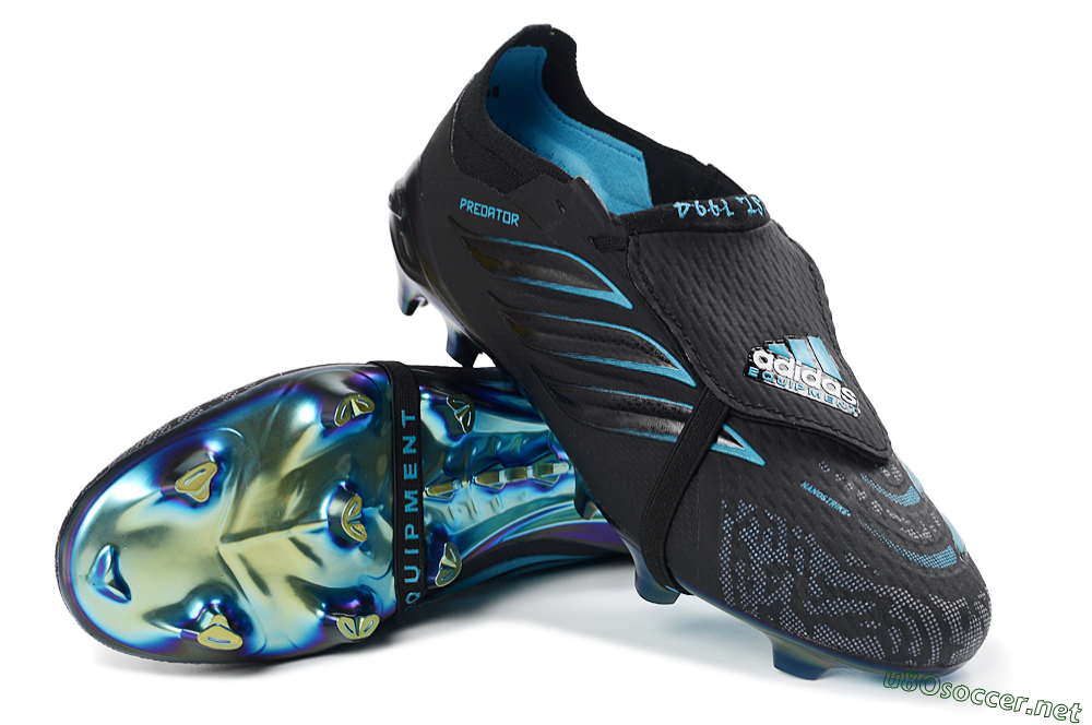 Unisex Adidas Predator 26 Elite Fold-Over Tongue FG Football Boots - Black/Electric Blue/Iridescent Green 3
