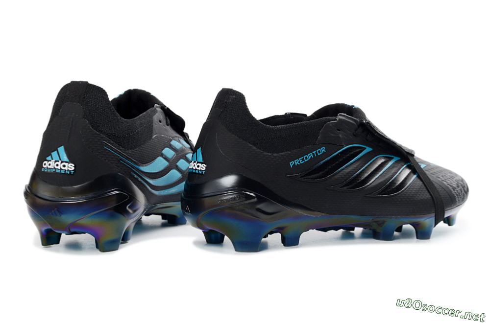 Unisex Adidas Predator 26 Elite Fold-Over Tongue FG Football Boots - Black/Electric Blue/Iridescent Green 6