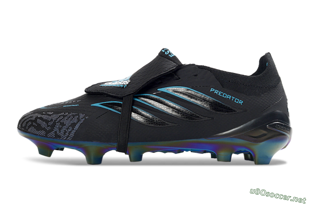 Unisex Adidas Predator 26 Elite Fold-Over Tongue FG Football Boots - Black/Electric Blue/Iridescent Green 0