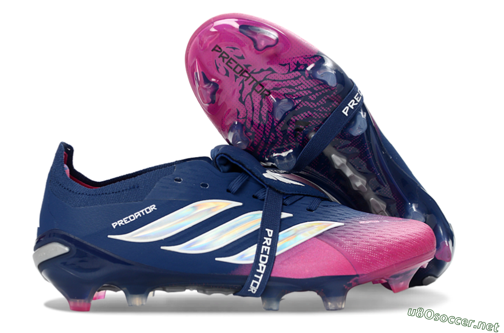 Unisex Adidas Predator 26 Elite Fold-Over Tongue FG Football Boots - Navy/Vibrant Pink/Deep Blue 2