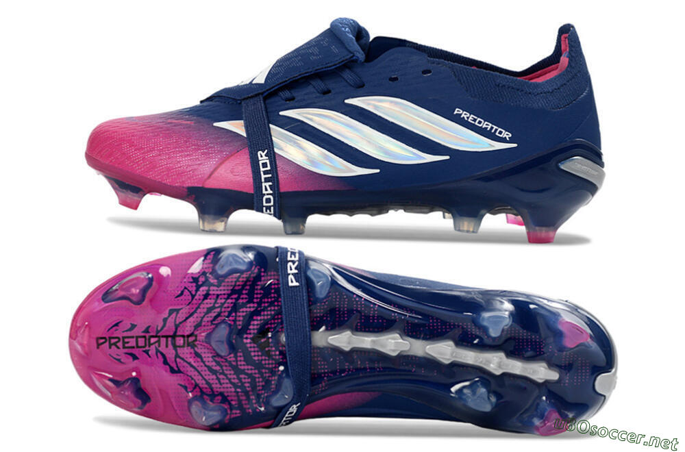 Unisex Adidas Predator 26 Elite Fold-Over Tongue FG Football Boots - Navy/Vibrant Pink/Deep Blue 1