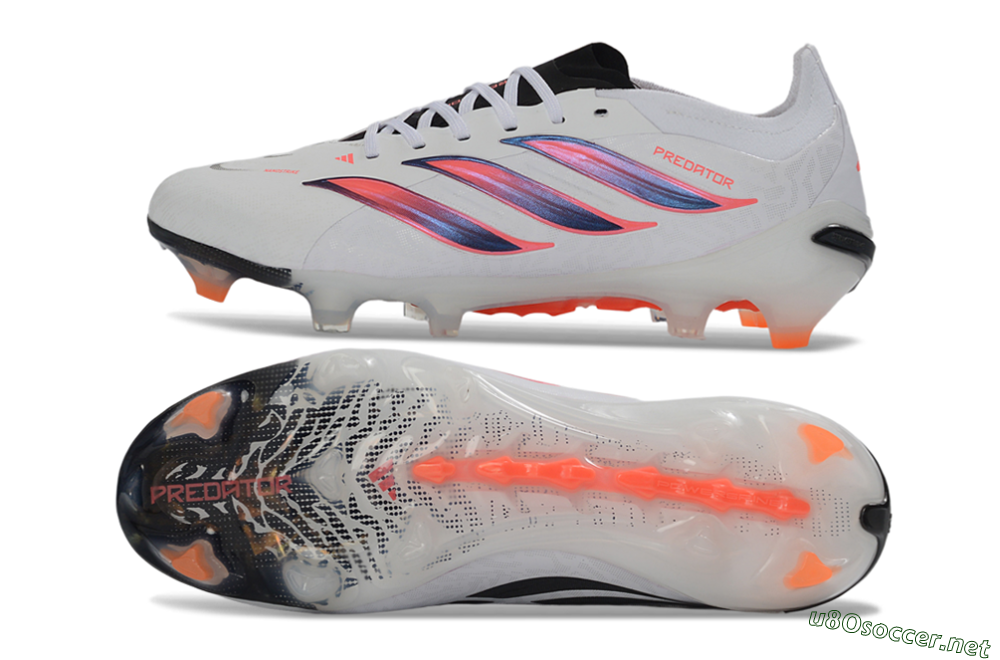 Unisex Adidas Predator 26 Elite FG Football Boots - White/Electric Orange/Sleek Black 1
