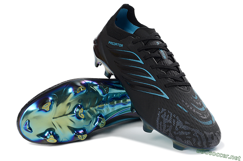 Unisex Adidas Predator 26 Elite FG Football Boots - Black/Electric Blue/Rainbow Iridescent 3