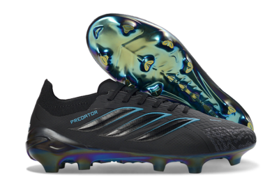 Unisex Adidas Predator 26 Elite FG Football Boots - Black/Electric Blue/Rainbow Iridescent