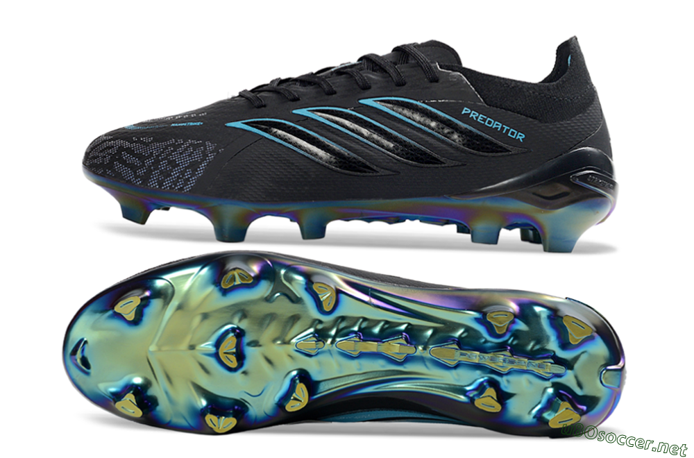 Unisex Adidas Predator 26 Elite FG Football Boots - Black/Electric Blue/Rainbow Iridescent 1