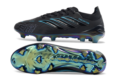 Unisex Adidas Predator 26 Elite FG Football Boots - Black/Electric Blue/Rainbow Iridescent