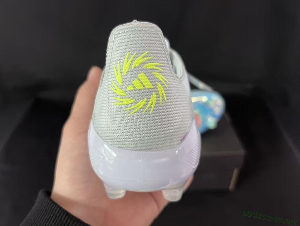 Unisex Adidas F50 Elite AG Football Boots - Light/Iridescent Blue/Spectral Yellow