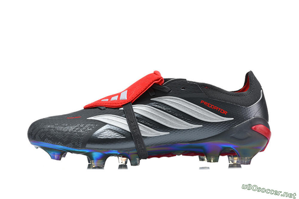 Men's Adidas Predator 26 Elite Fold-Over Tongue FG Football Boots - Black/Crimson Red/Metallic Silver 0