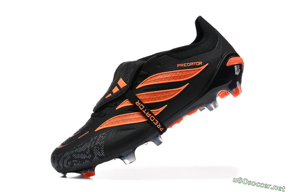 Men's Adidas Predator 26 Elite Fold-Over Tongue FG Football Boots - Black/Vibrant Orange/Shadow Black 8