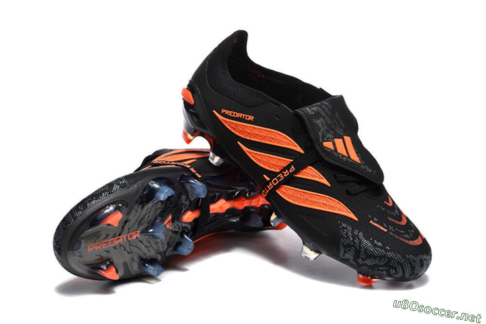 Men's Adidas Predator 26 Elite Fold-Over Tongue FG Football Boots - Black/Vibrant Orange/Shadow Black 4
