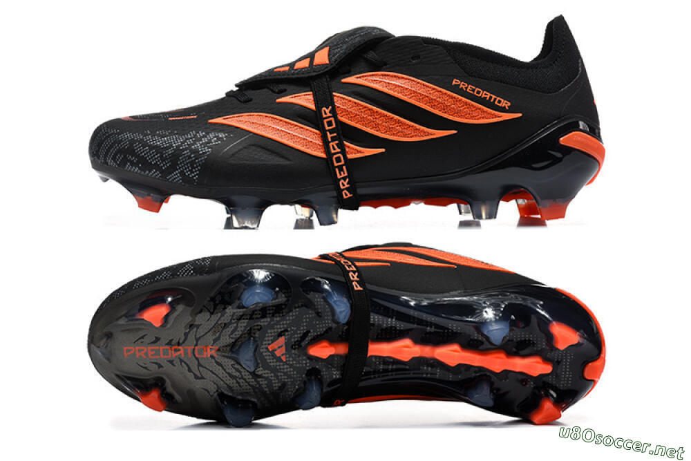 Men's Adidas Predator 26 Elite Fold-Over Tongue FG Football Boots - Black/Vibrant Orange/Shadow Black 1