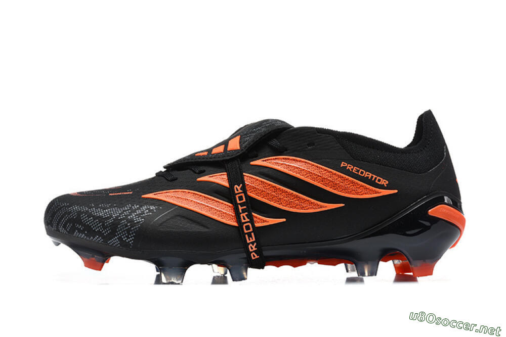 Men's Adidas Predator 26 Elite Fold-Over Tongue FG Football Boots - Black/Vibrant Orange/Shadow Black 0