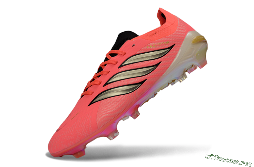 Unisex Adidas Predator 26 Elite FG Football Boots - Pink/Sunny Coral/Gleaming Gold 5