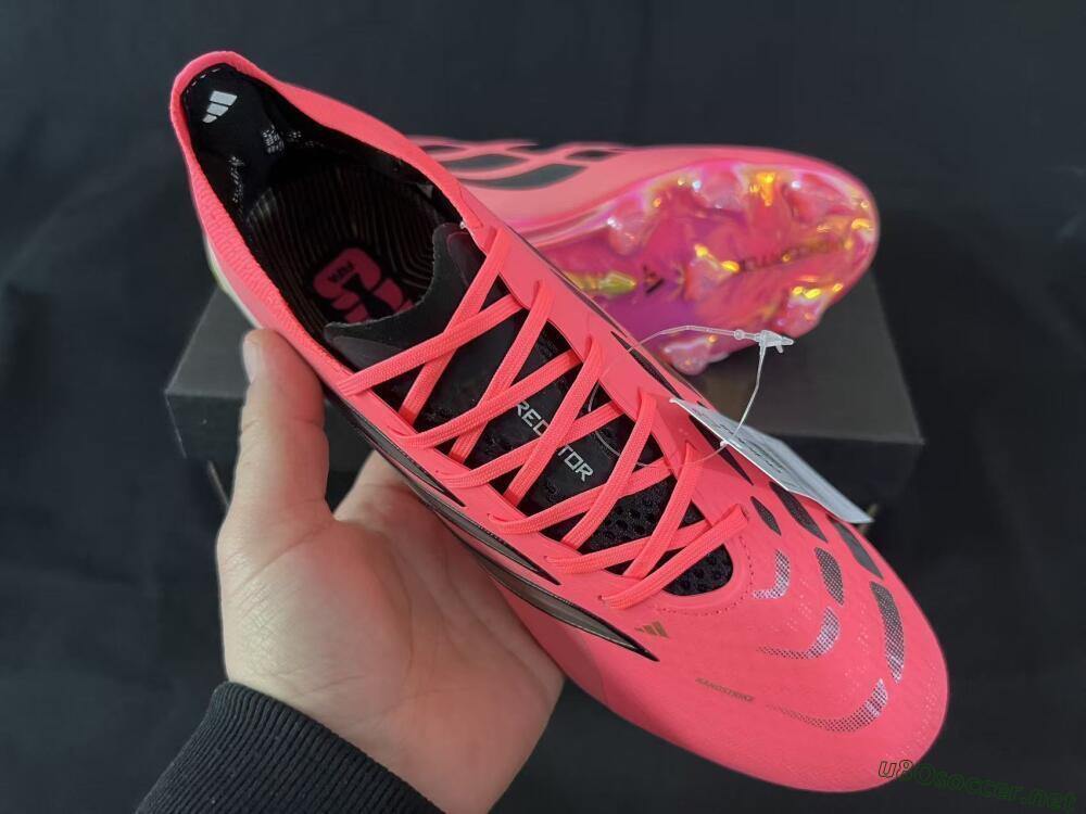 Unisex Adidas Predator 26 Elite FG Football Boots - Pink/Sunny Coral/Gleaming Gold