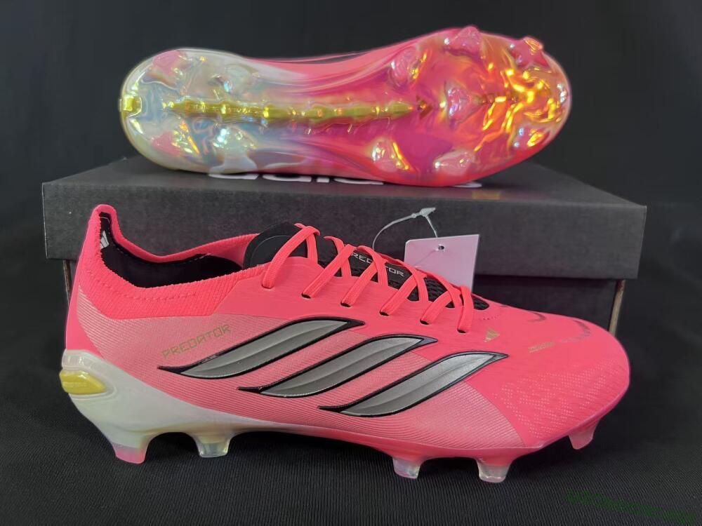Unisex Adidas Predator 26 Elite FG Football Boots - Pink/Sunny Coral/Gleaming Gold