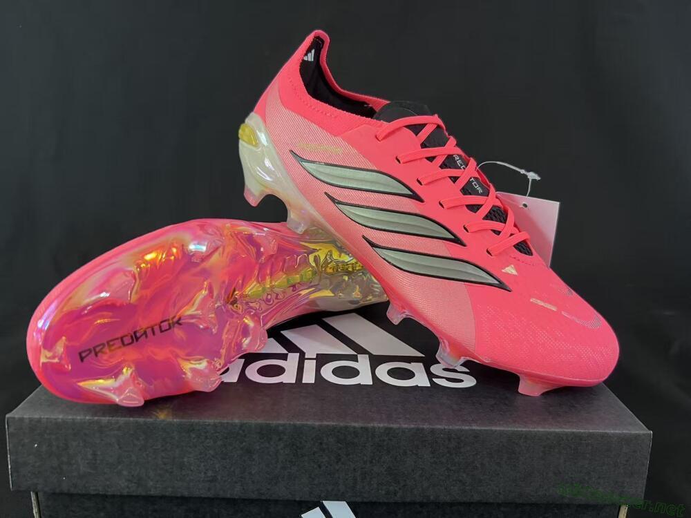 Unisex Adidas Predator 26 Elite FG Football Boots - Pink/Sunny Coral/Gleaming Gold