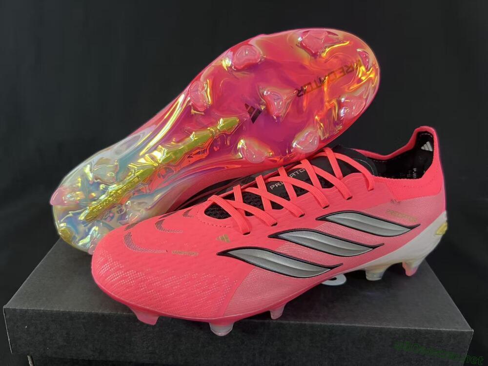 Unisex Adidas Predator 26 Elite FG Football Boots - Pink/Sunny Coral/Gleaming Gold