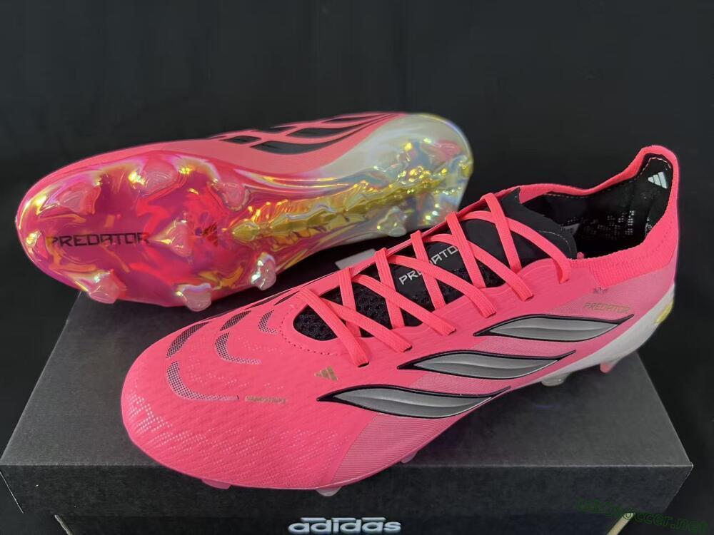 Unisex Adidas Predator 26 Elite FG Football Boots - Pink/Sunny Coral/Gleaming Gold