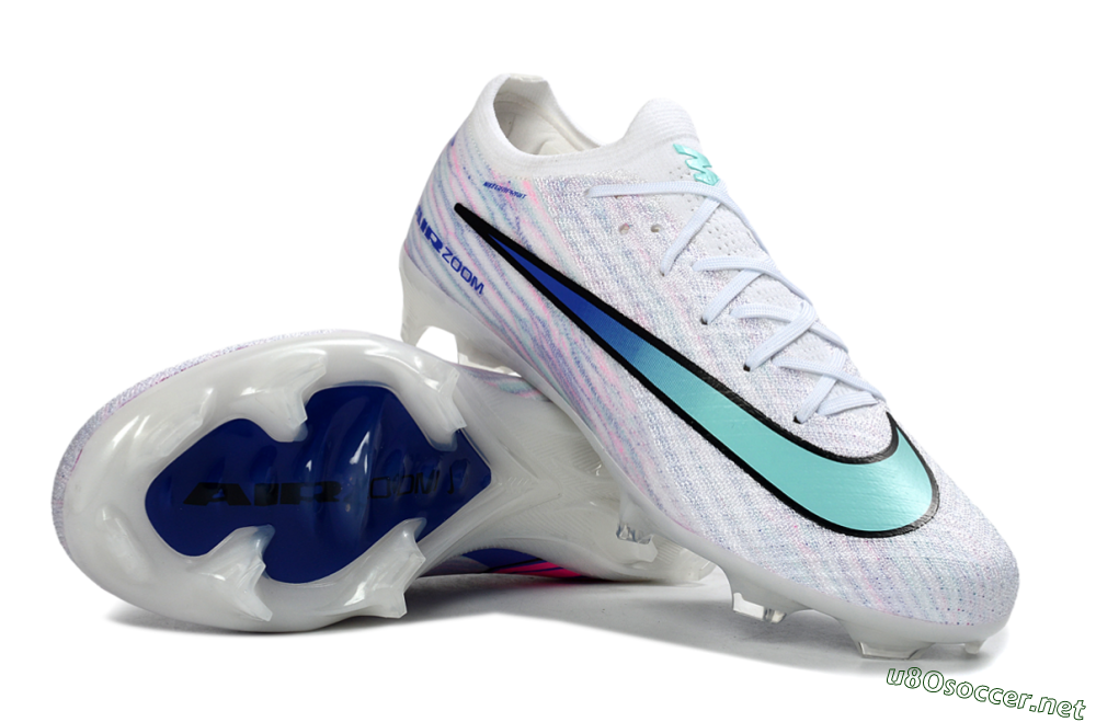 Unisex Nike Air Zoom Mercurial Vapor 16 Elite FG Football Boots - White/Aqua Blue/Misty Pink 1