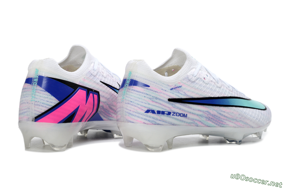 Unisex Nike Air Zoom Mercurial Vapor 16 Elite FG Football Boots - White/Aqua Blue/Misty Pink 5