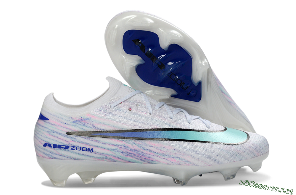 Unisex Nike Air Zoom Mercurial Vapor 16 Elite FG Football Boots - White/Aqua Blue/Misty Pink 2