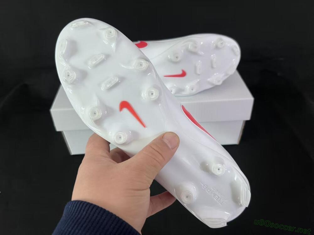 Men's Nike Tiempo Legend 10 Elite FG Football Boots - White/Coral Red/Deep Blue