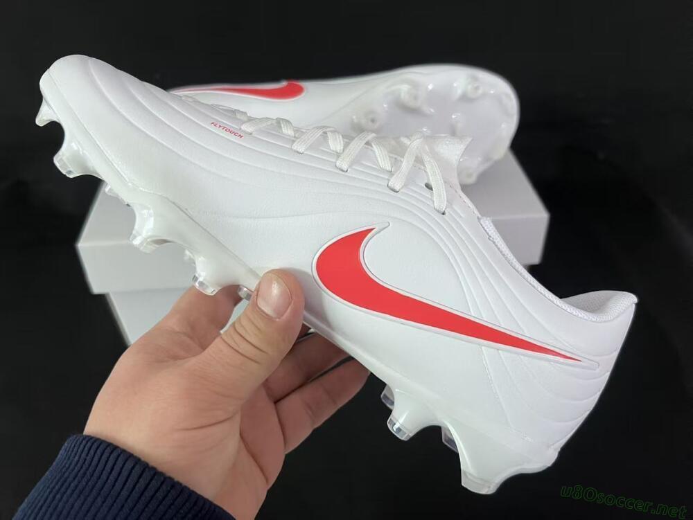 Men's Nike Tiempo Legend 10 Elite FG Football Boots - White/Coral Red/Deep Blue