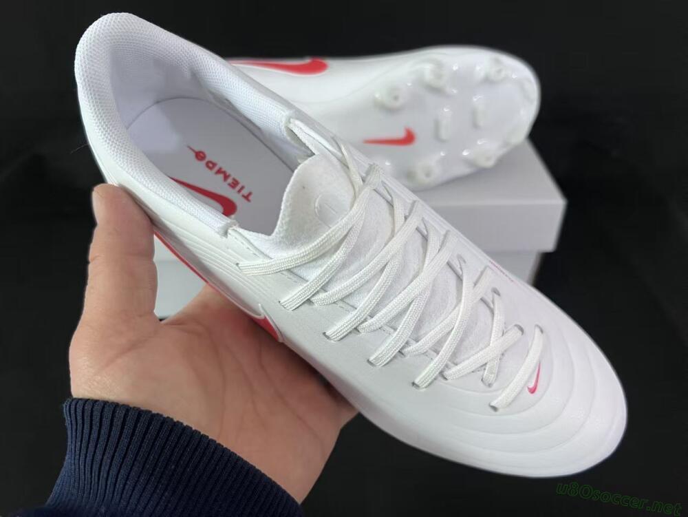 Men's Nike Tiempo Legend 10 Elite FG Football Boots - White/Coral Red/Deep Blue