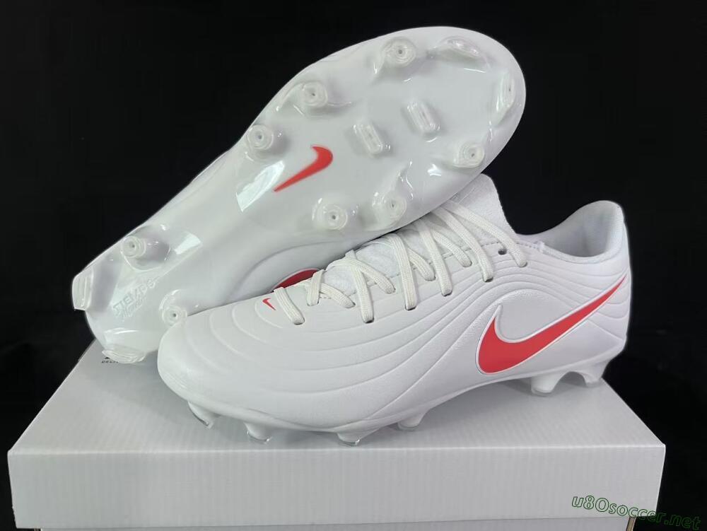 Men's Nike Tiempo Legend 10 Elite FG Football Boots - White/Coral Red/Deep Blue