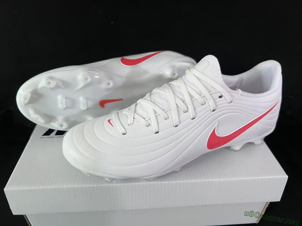 Men's Nike Tiempo Legend 10 Elite FG Football Boots - White/Coral Red/Deep Blue