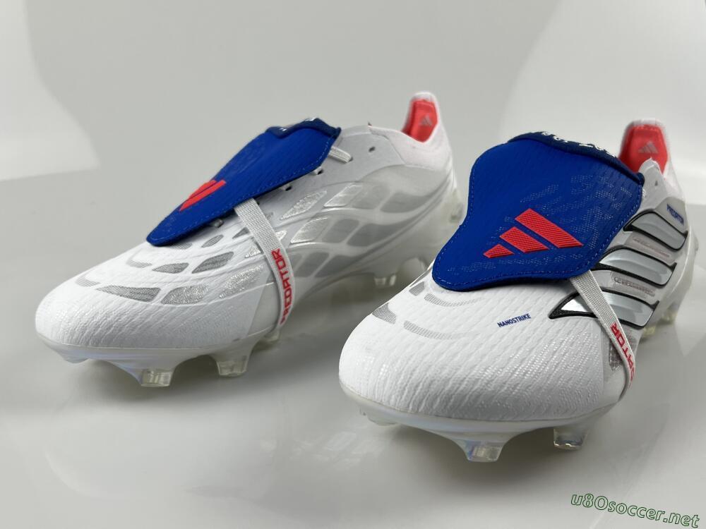 Men's Adidas Predator 26 Elite Fold-Over Tongue FG Football Boots - White/Electric Blue/Silver