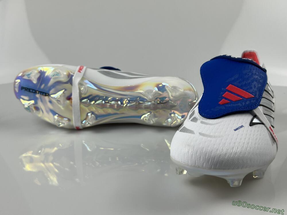 Men's Adidas Predator 26 Elite Fold-Over Tongue FG Football Boots - White/Electric Blue/Silver