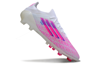 Men's Adidas F50 Elite AG Football Boots - White/Neon Pink/Blue