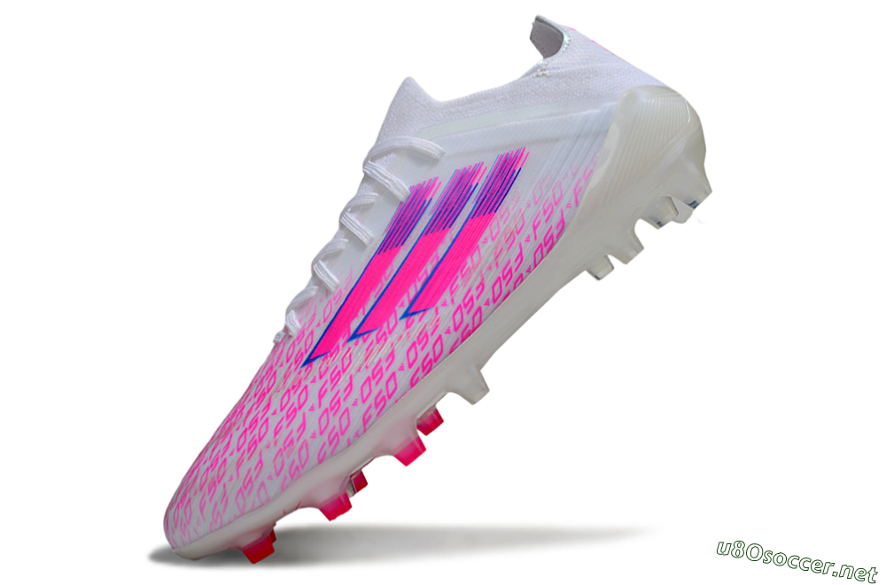 Men's Adidas F50 Elite AG Football Boots - White/Neon Pink/Blue 5