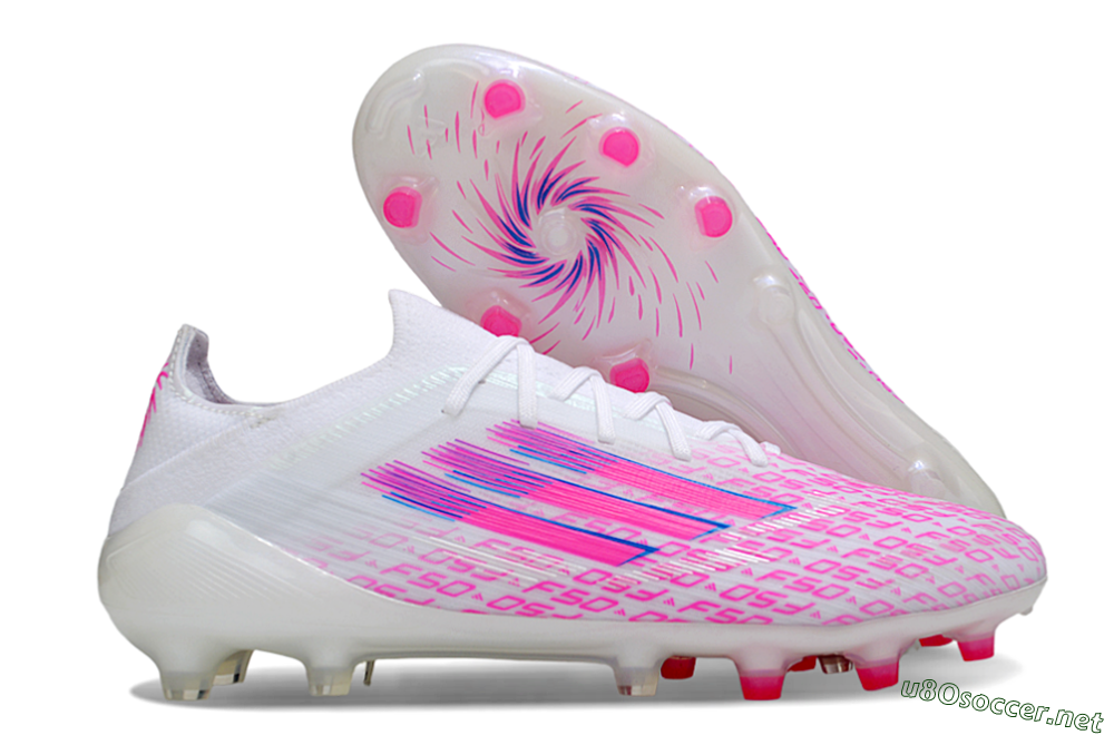 Men's Adidas F50 Elite AG Football Boots - White/Neon Pink/Blue 2