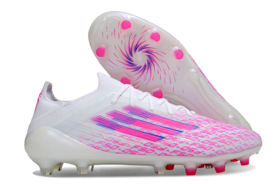 Men's Adidas F50 Elite AG Football Boots - White/Neon Pink/Blue