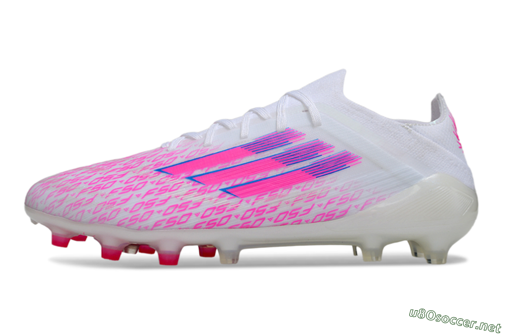 Men's Adidas F50 Elite AG Football Boots - White/Neon Pink/Blue 0