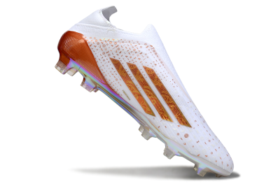 Unisex Adidas F50 Elite Laceless FG Football Boots - White/Copper Blaze/Infinity Shine