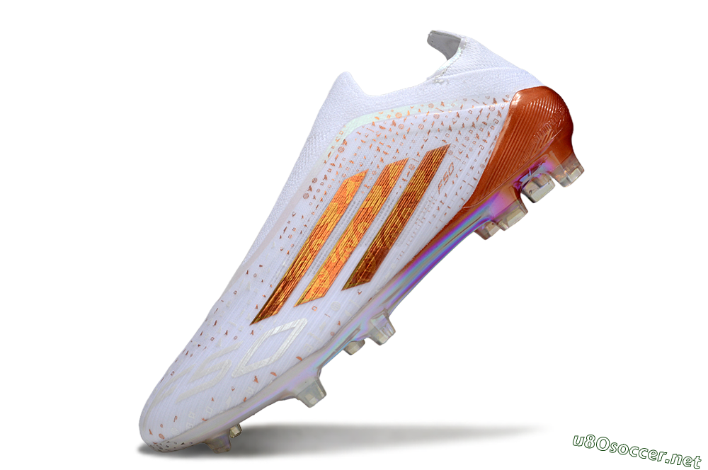 Unisex Adidas F50 Elite Laceless FG Football Boots - White/Copper Blaze/Infinity Shine 5