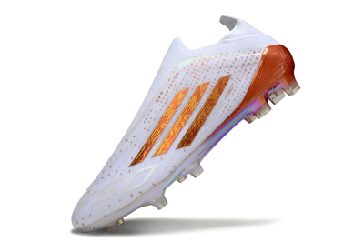 Unisex Adidas F50 Elite Laceless FG Football Boots - White/Copper Blaze/Infinity Shine
