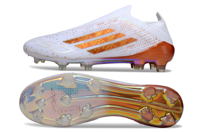 Unisex Adidas F50 Elite Laceless FG Football Boots - White/Copper Blaze/Infinity Shine