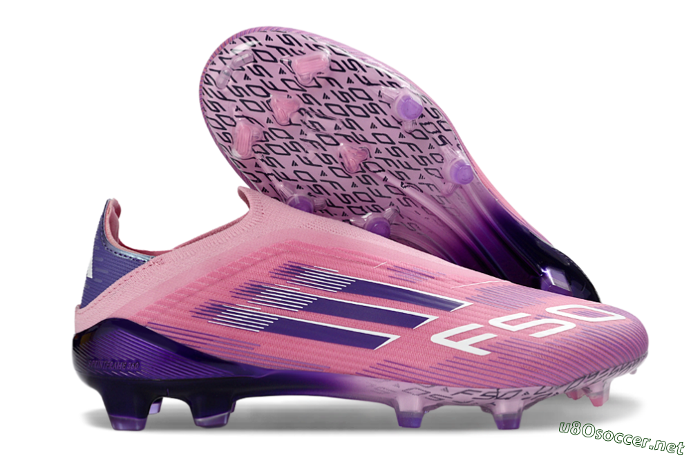 Men's Adidas F50 Elite Laceless FG Football Boots - Pink/Vibrant Violet/Soft Lavender 2