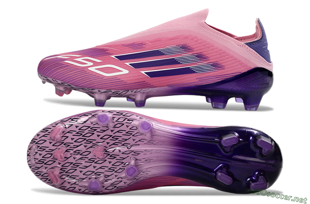 Men's Adidas F50 Elite Laceless FG Football Boots - Pink/Vibrant Violet/Soft Lavender 1