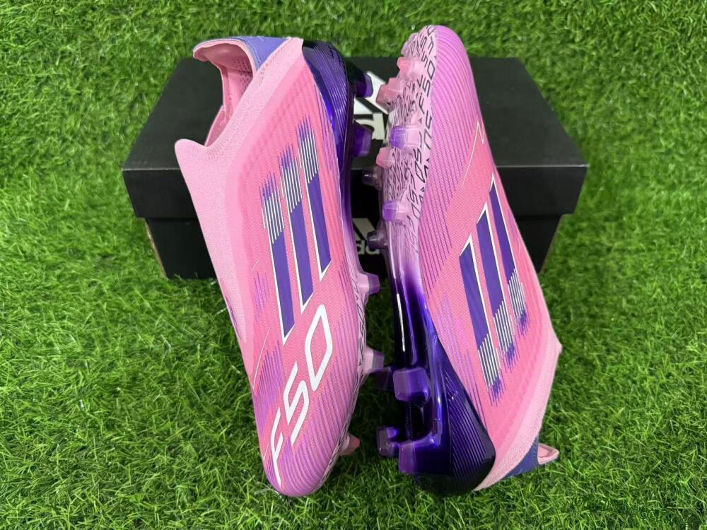 Men's Adidas F50 Elite Laceless FG Football Boots - Pink/Vibrant Violet/Soft Lavender